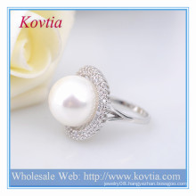 Italina New Arrival Plated Platinum Jewelry Freshwater Pearl Engagement Ring For Women